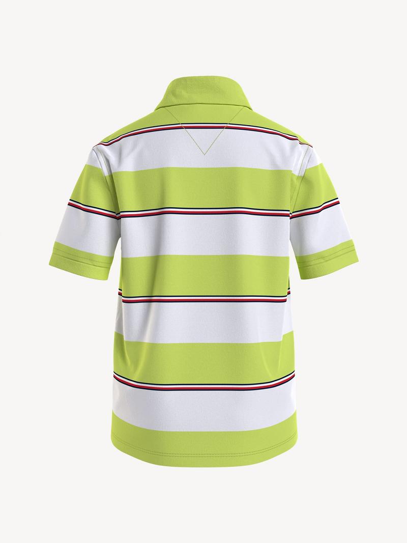 Fiú Tommy Hilfiger Rugby Stripe Polos Zöld | HU 2153NWY